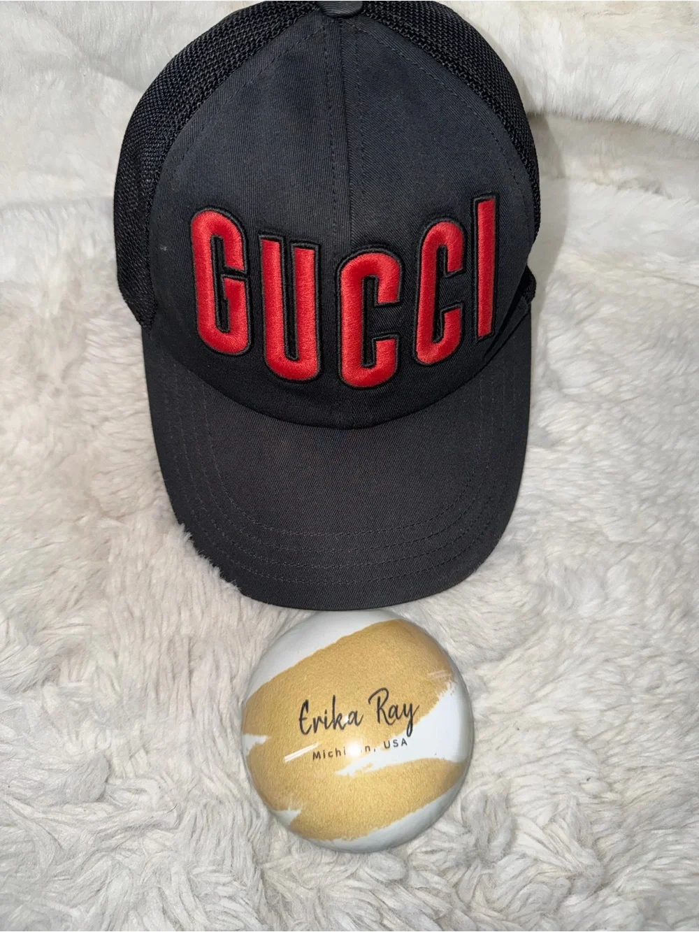 Gucci Logo Black Baseball Cap- SIZE SMALL, GOOD CONDITION